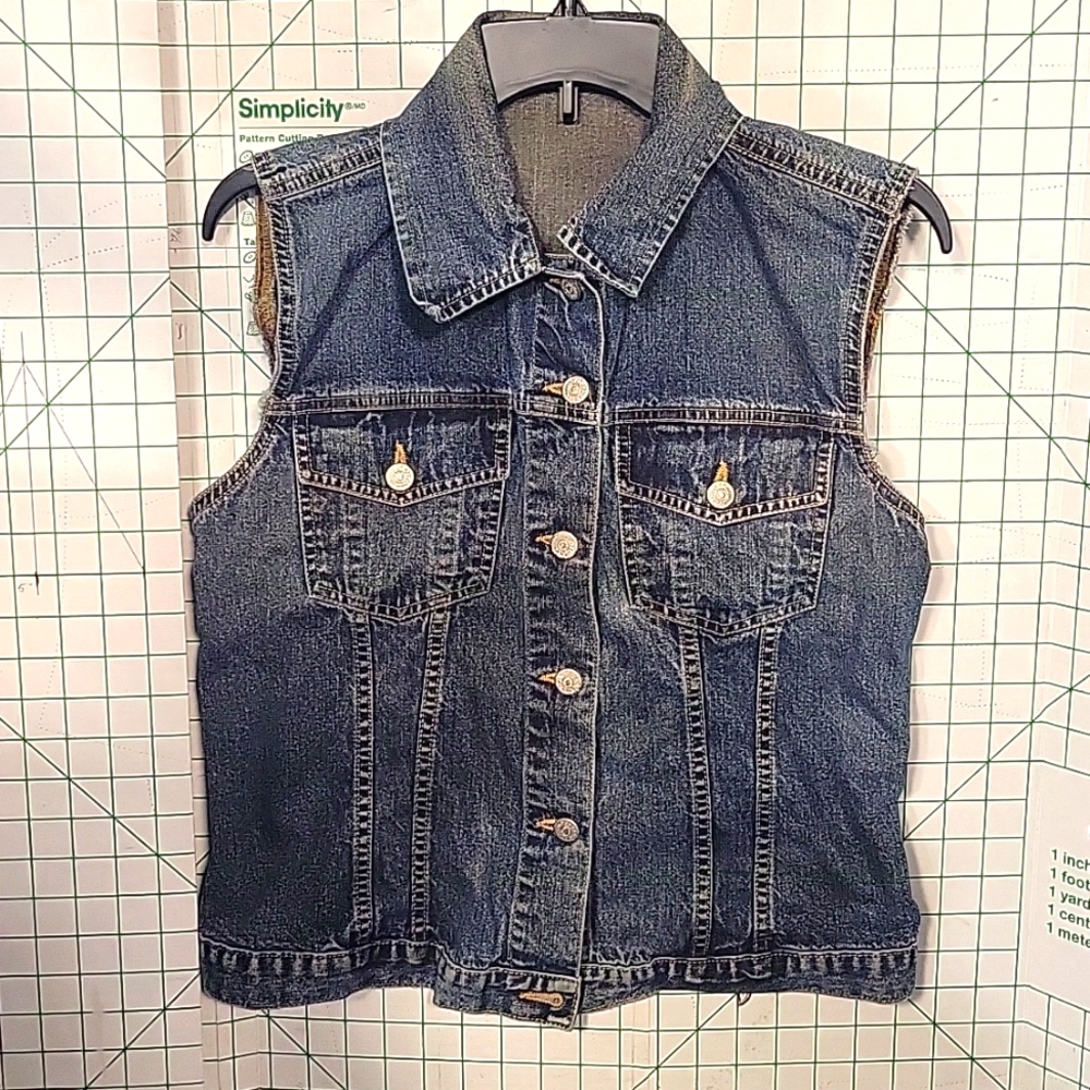 Button up Jean Vest Dark Denim